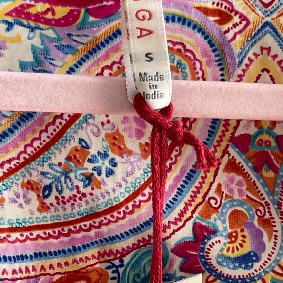 NWT Raga Multicolor Paisley Ruffle Hem Boho Maxi Dress with Pink Lace Accent - Picture 3 of 8